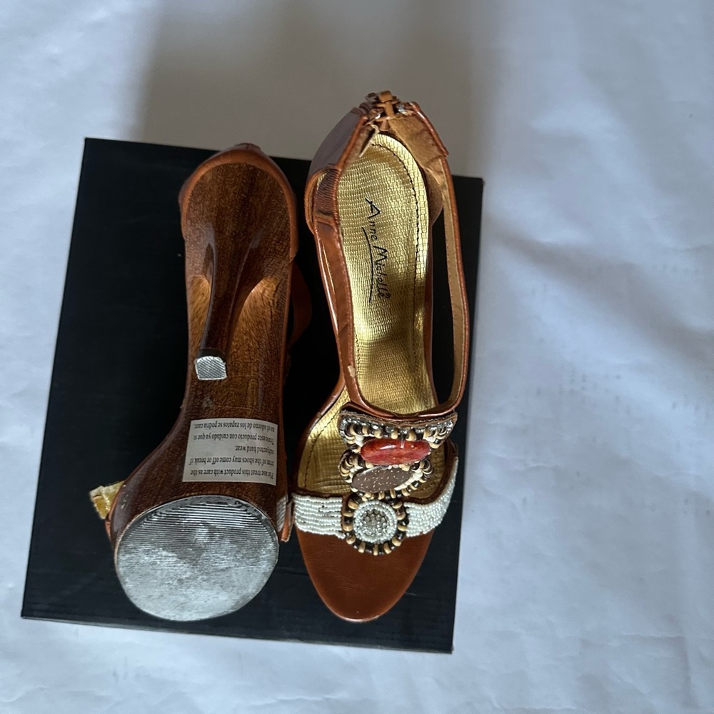 Anne Michelle Brown Embellished Women's Sandals - Picture 8 of 13